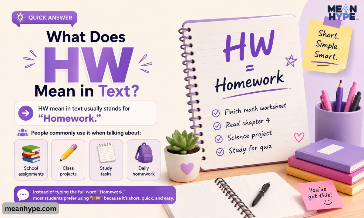 HW mean in text