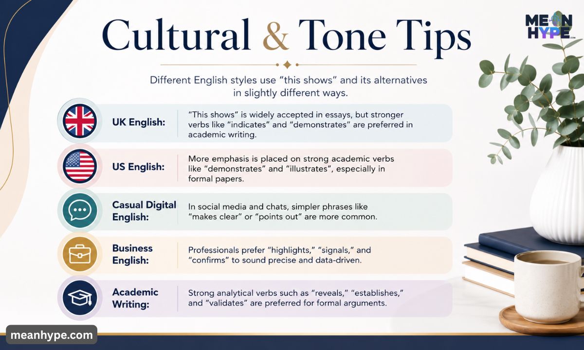 other ways to say this shows in an essay