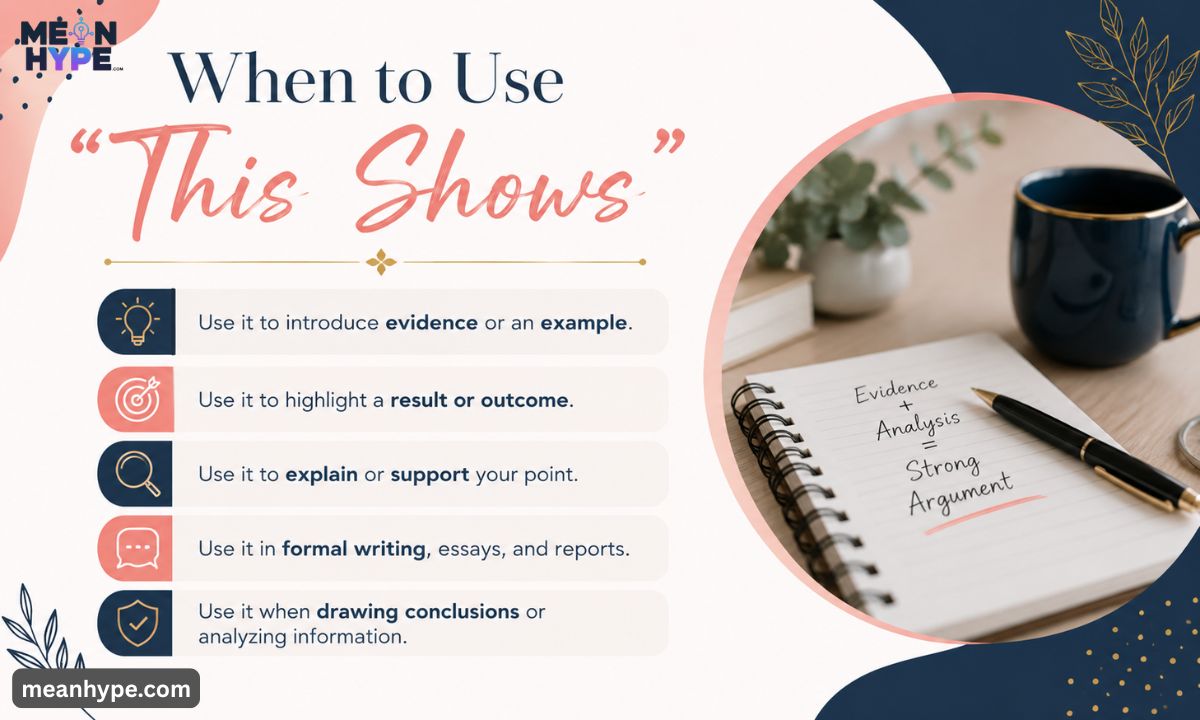 other ways to say this shows in an essay