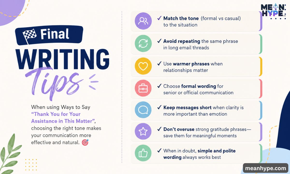 Ways to Say “Thank You for Your Assistance in This Matter”