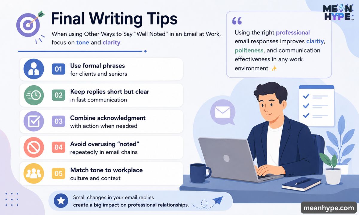 Other Ways to Say “Well Noted” in an Email at Work