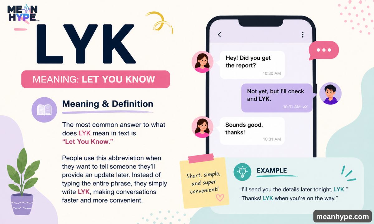 what does LYK mean in text